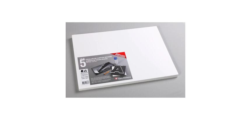 Carton Mousse lot 5 feuilles A3 3mm - Blanc