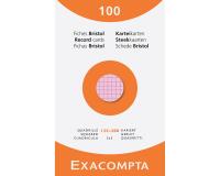 Estuche Exacompta de 100 fichas Exacompta cartulina Bristol - cuadricula 5x5 sin taladro 125x200mm - Colores surtidos