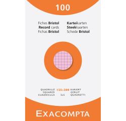 Estuche Exacompta de 100 fichas Exacompta cartulina Bristol - cuadricula 5x5 sin taladro 125x200mm - Colores surtidos