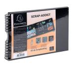 Set de Scrapbooking SCRAP-ADDICT [completo] 32x22 cm - 70 páginas (4 hojas de pegatinas 2 hojas de esquinas autoadhesivas 12 rotuladores de tinta metalizada) - Negro