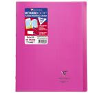 Cahier piqué Koverbook 24x32 cm 48 pages petits carreaux + marge couverture polypropylène transparent - Rose