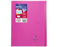Cahier piqué Koverbook 24x32 cm 48 pages petits carreaux + marge couverture polypropylène transparent - Rose