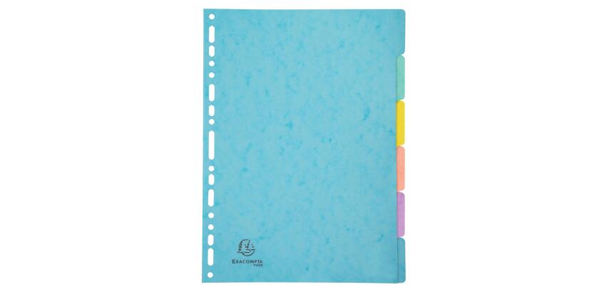 Tabbladen in glanskarton 400g/m2 Aquarel 6 verdelingen - A4 - Geassorteerd