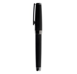 Stylo en métal précieux, corps PVD noir matt et attributs ruthénium noir poli, plume acier traitée Ruthénium en taille M