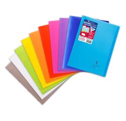 Cahier piqué Koverbook A4 96 pages grands carreaux couverture polypropylène transparent - Assortis