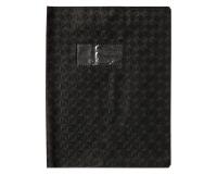Protège-cahiers grain losange PVC 18/100ème avec porte-étiquette 17x22 cm - Noir
