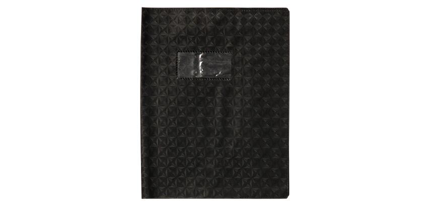 Protège-cahiers grain losange PVC 18/100ème avec porte-étiquette 17x22 cm