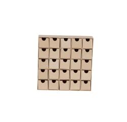 Etagère 25 petits tiroirs 5x25x25cm - Kraft