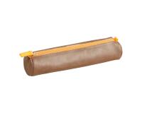 Rhodiarama trousse ronde simili cuir italien 5x21,5 cm - Chocolat