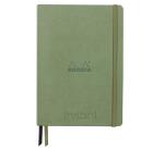 Rhodiarama Goalbook Creation rembordé rigide A5 160 pages papier Maya noir lisse dot 120g avec élastique - Céladon