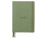 Rhodiarama Goalbook Creation rembordé rigide A5 160 pages papier Maya noir lisse dot 120g avec élastique - Céladon