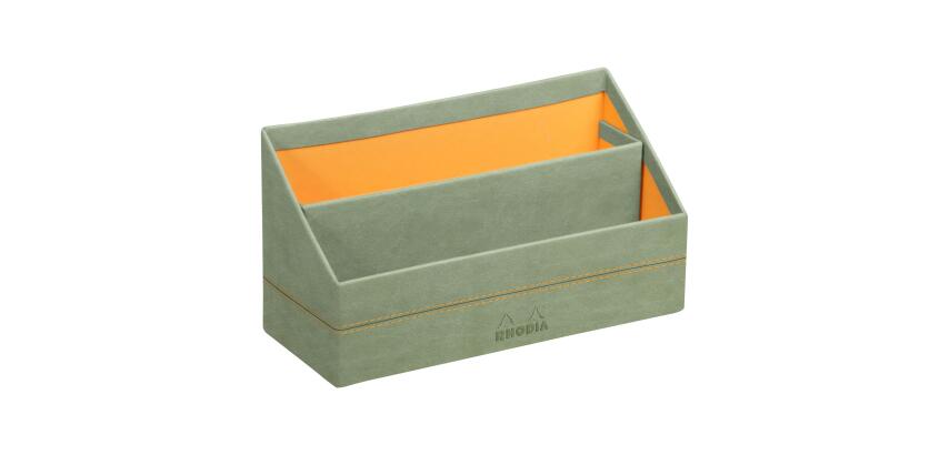 Rhodiarama brievenhouder in Italiaans kunstleer 25x10x14 cm - Celadon