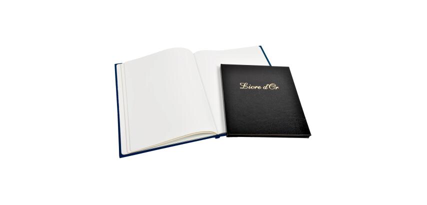 Guest book imitation leather with title - protrait 19x21cm - Assorted colours
