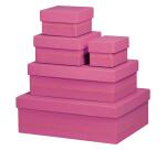 Rhodiarama set 5 boîtes gigognes simili cuir italien 44x34x16 cm - Fuchsia
