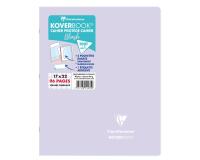 Cahier piqué Koverbook Blush 17x22cm 96 pages grands carreaux couverture polypropylène opaque bicolore - Lilas/Vert tilleul