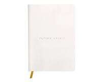 Carnet brochure cousue Flying Spirit A5 180 pages ligné couverture cuir lisse papier ivoire 90g - Blanc