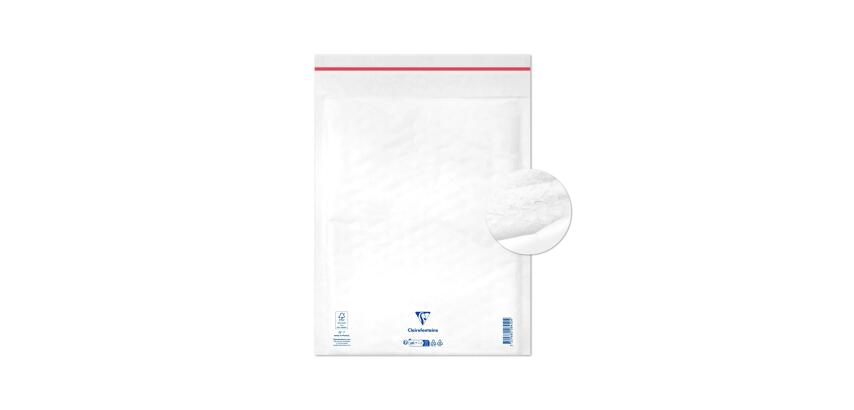 Luftpolster-Versandtaschen haftklebend 240x330mm, weißes Kraftpapier 80g, Packung mit 10 Stück - Weiß