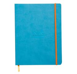 Rhodiarama softcover notitieboek 19x25 cm, 80 blad gestippeld ivoorkleurig papier van 90g, sluiting met elastiek - Turquoise