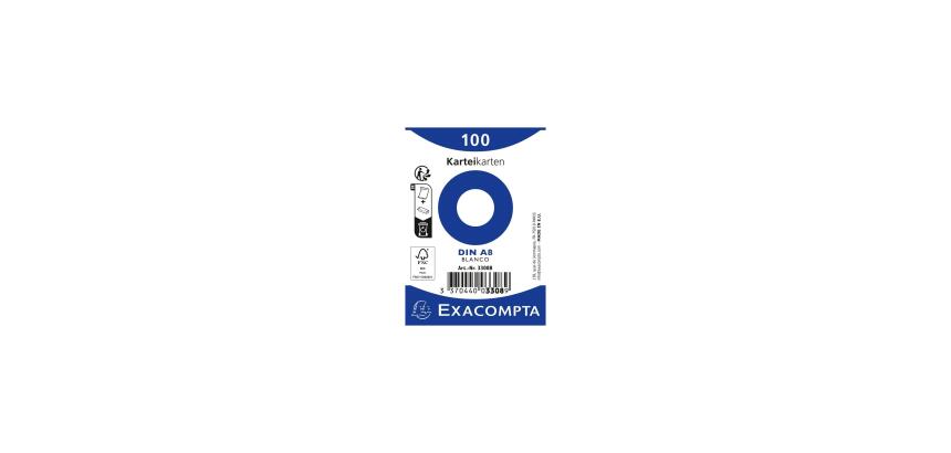 Paquet 100 fiches sous film - bristol uni non perforé 55x74mm - Blanc