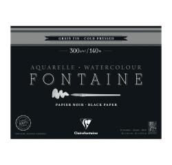 Fontaine Noir bloc collé 4 côtés 15F 30x40cm 300g grain fin