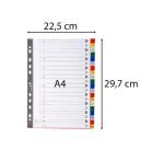 Intercalaires imprimés alphabétiques PP couleurs 12/100 AZ - A4 - Couleurs assorties