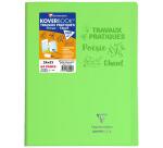 Cahier Travaux Pratiques piqué Koverbook 24x32cm 64 pages grands carreaux + uni 90 g couverture polypropylène transparent - Assortis
