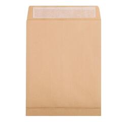 Boite de 250 Pochettes Kraft Brun 24-260x330 mm avec Soufflet de 30 mm - Auto-Adhésives - 120g/m2 - Brun