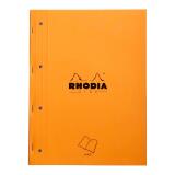 Rhodia Side bloc agrafé côté A4+ 22,3x29,7 cm 80 feuillets ligné mprf + perforation 4 trous 80g - Orange