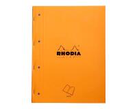Rhodia Side bloc agrafé côté A4+ 22,3x29,7 cm 80 feuillets ligné mprf + perforation 4 trous 80g - Orange