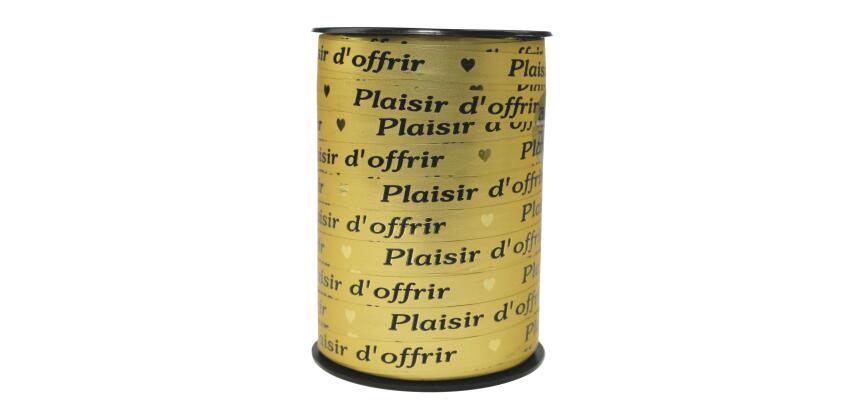 Geschenkband 250mx10mm, Beschriftung Plaisir d'offrir - Gold
