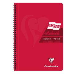 Clairefontaine Europa Glossy Wirebound Notebook - A4 - Lined with Margin - 180 Pages - 90gsm