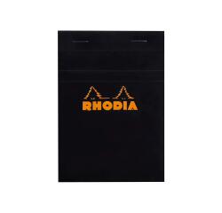 Rhodia Black Stapled Pad No13, 80sh, 5x5 Squared, A6 - Black