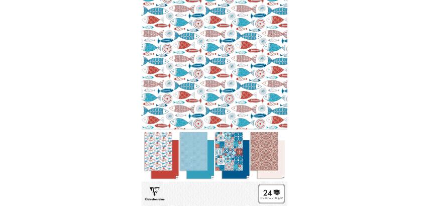 PAPIERS IMPRIMÉS, Ramette de 24 feuilles 150g/m2 au format 21x29,7cm - Céramique - Multicolore