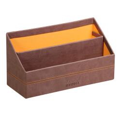 Rhodiarama porte-courrier simili cuir italien 25x10x14 cm - Chocolat