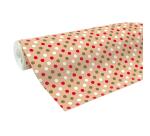 Kraft Recycled, grote rol geschenkpapier 50mx70cm Motief Dots Rood/Wit/Goud - Kraft