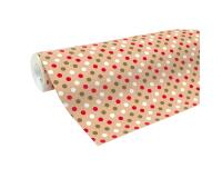 Kraft brut 70g, rl 50x0,70m Noël pois rouge blanc or