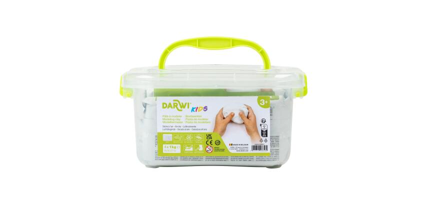 DARWI School Pack of 4 Kids Air-Drying Modeling Clay Blocks 1kg - White