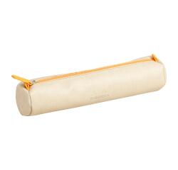 Rhodiarama ronde pennenetui Italiaans kunstleer 5x21,5 cm - Beige