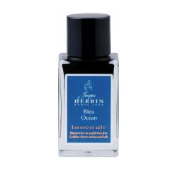 Encre 1670 à paillettes dorées 15ml - Bleu océan