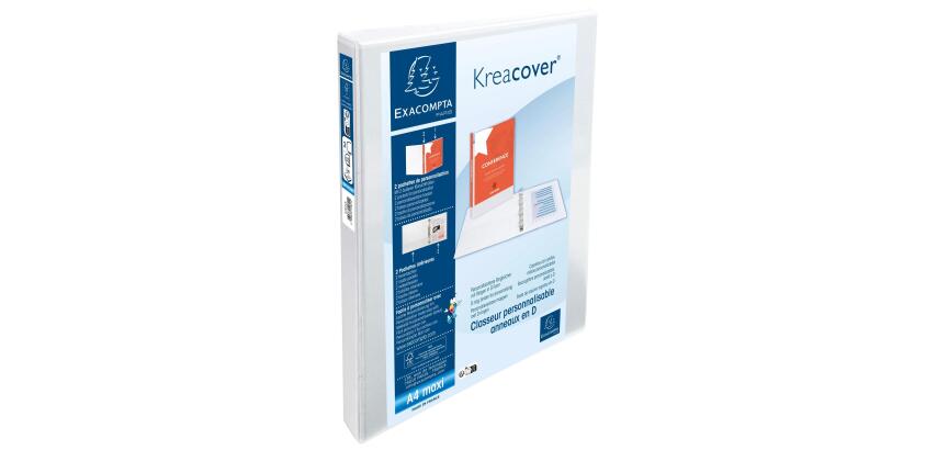Carpetas con anillas - Kreacover ® 3 bolsillos A4 MAXI - 2 anillas D 20 mm - Blanco