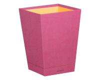 Rhodiarama corbeille à papier simili cuir italien 27x27x32 cm - Fuchsia