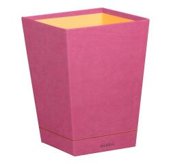Rhodiarama corbeille à papier simili cuir italien 27x27x32 cm - Fuchsia