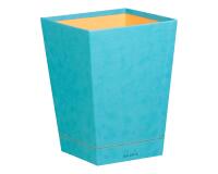 Rhodiarama corbeille à papier simili cuir italien 27x27x32 cm - Turquoise