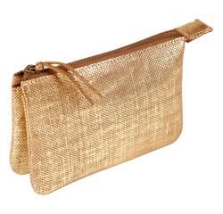KLEO-PATHRA LEDER Etui 2 vakken 13x 9 cm - goud