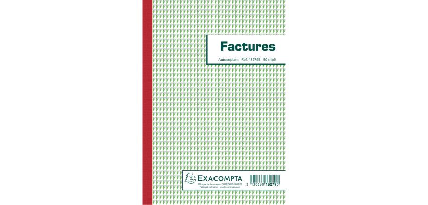 Manifold Factures 21x14,8cm 50 feuillets tripli autocopiants