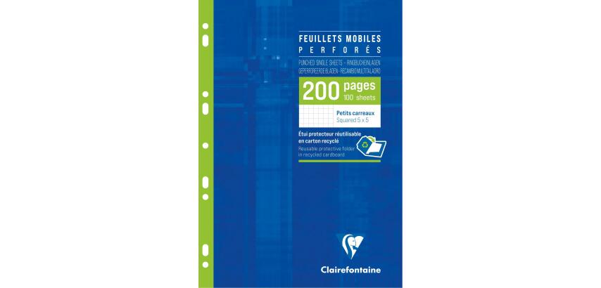 Packung mit 100 Blatt Ringbucheinlagen, DIN A4, 90g, kariert