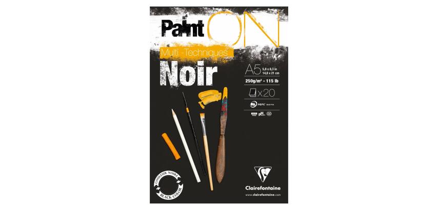 Paint'ON Noir bloc collé 20F A5 250g