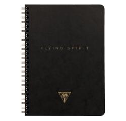 Flying Spirit Black spiraalgebonden notaboek A5 60 blad - uitneembaar - ivoorkleurig papier 90g - gelijnd - geassorteerde motieven - Zwart