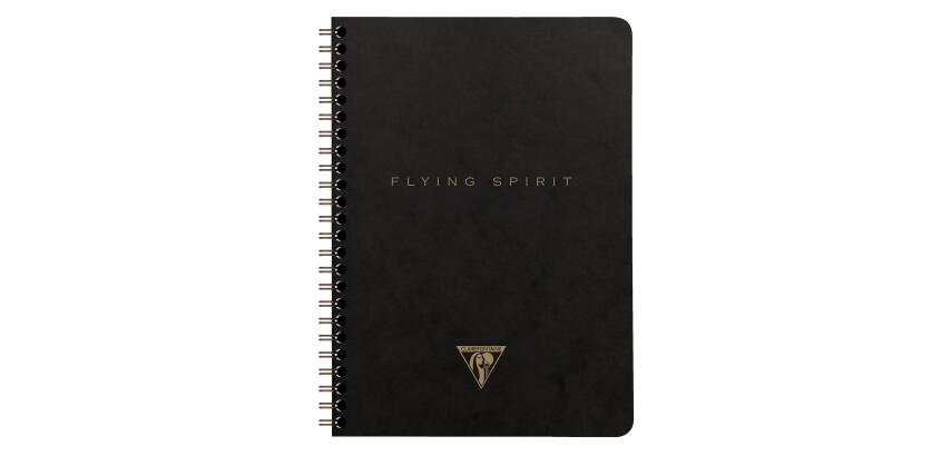 Carnet reliure intégrale à pochettes Flying Spirit Black A5 120 pages détachables ligné motifs assortis papier ivoire 90g - Noir