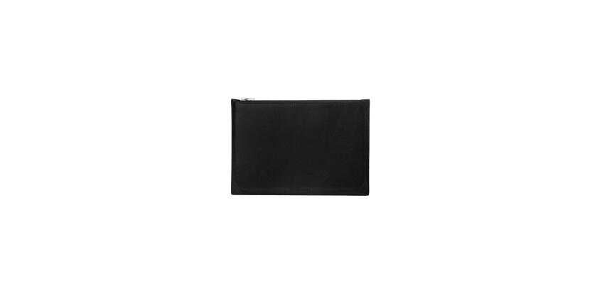 Pochette multifonction en cuir, grand modèle - Noir